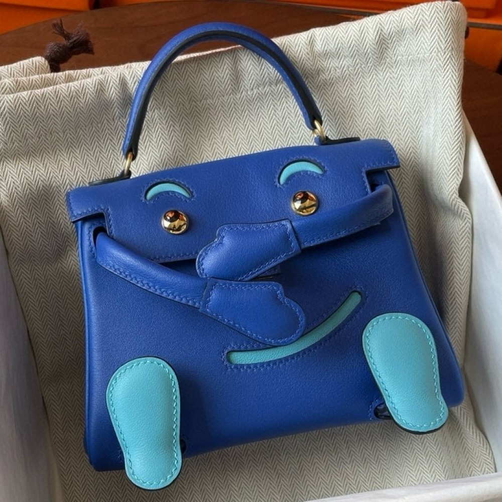 Hermes Kelly Doll Quelle Idole Bag in Blue Swift Calfskin LDBS242449