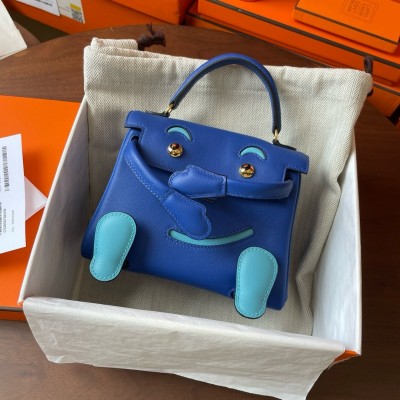 Hermes Kelly Doll Quelle Idole Bag in Blue Swift Calfskin LDBS242449