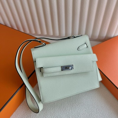 Hermes Kelly En Desordre 20 Handmade Bag in Vert Fizz Epsom Calfskin LDBS242456