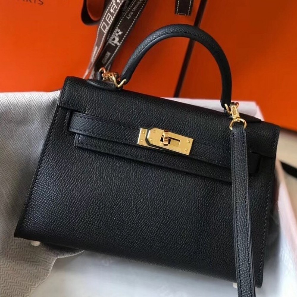 Hermes Kelly Mini II Bag In Black Epsom Leather LDBS242465