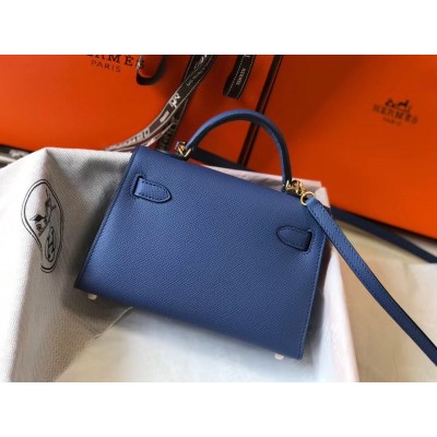 Hermes Kelly Mini II Bag In Blue Agate Epsom Leather LDBS242466