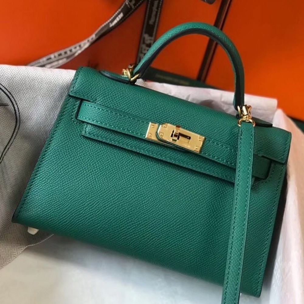 Hermes Kelly Mini II Bag In Malachite Epsom Leather LDBS242477