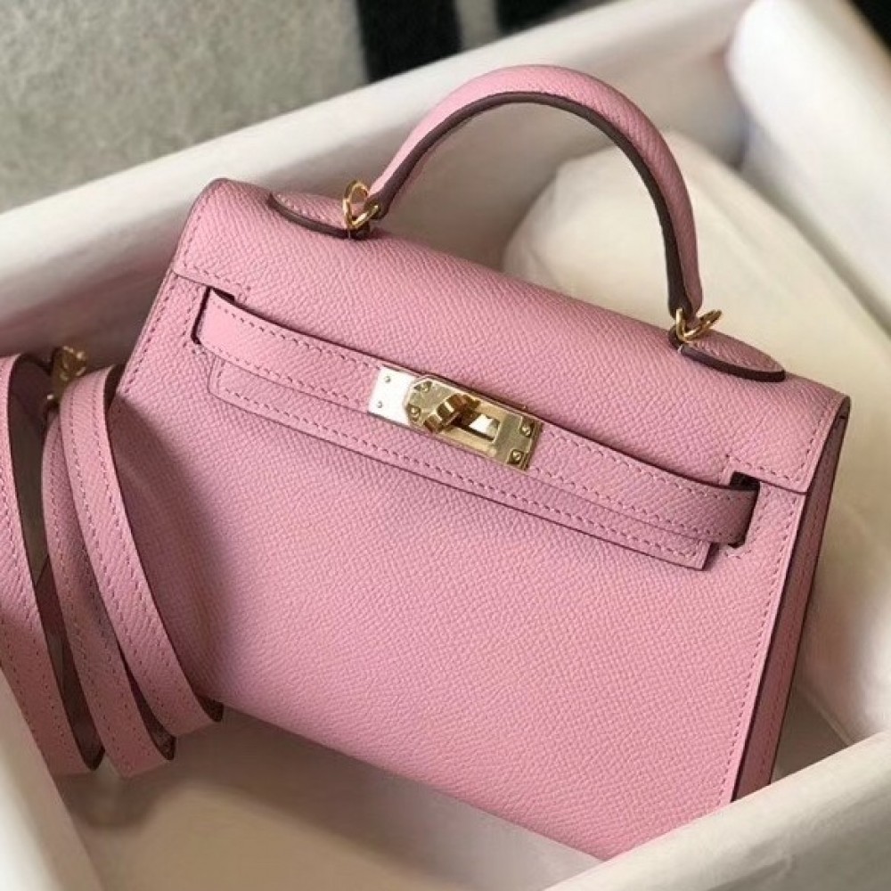 Hermes Kelly Mini II Bag In Mauve Sylvestre Epsom Leather LDBS242478