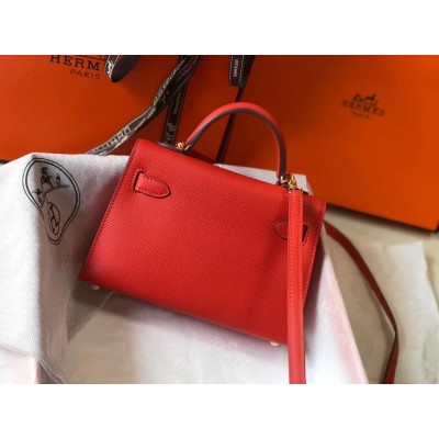 Hermes Kelly Mini II Bag In Rouge Casaque Epsom Leather LDBS242484