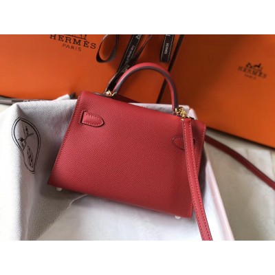 Hermes Kelly Mini II Bag In Rouge Vif Epsom Leather LDBS242485