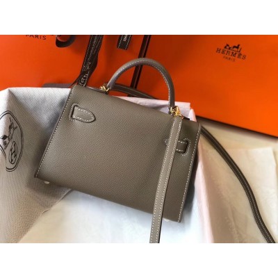 Hermes Kelly Mini II Bag In Taupe Grey Epsom Leather LDBS242487