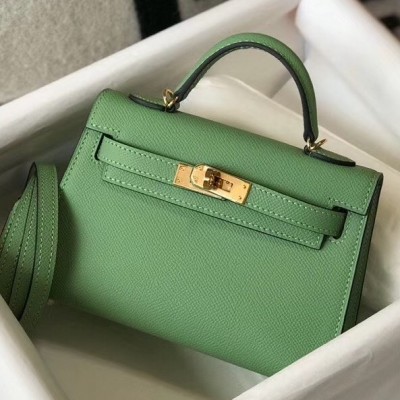 Hermes Kelly Mini II Bag In Vert Criquet Epsom Leather LDBS242490