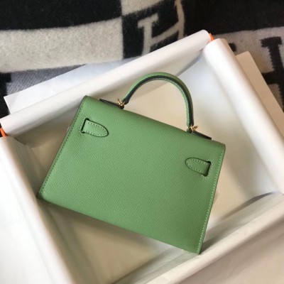 Hermes Kelly Mini II Bag In Vert Criquet Epsom Leather LDBS242490