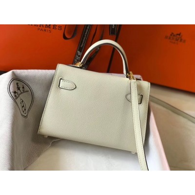 Hermes Kelly Mini II Bag In White Epsom Leather LDBS242491