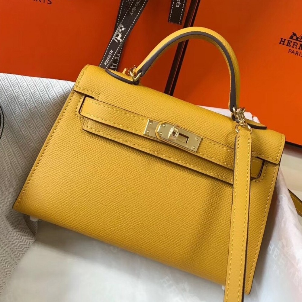 Hermes Kelly Mini II Bag In Yellow Epsom Leather LDBS242494