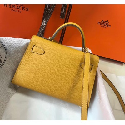 Hermes Kelly Mini II Bag In Yellow Epsom Leather LDBS242494