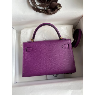 Hermes Kelly Mini II Sellier Handmade Bag In Anemone Epsom Calfskin LDBS242496