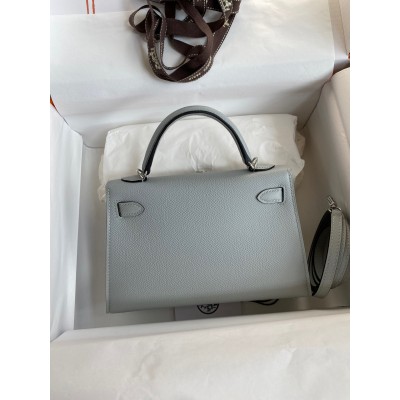 Hermes Kelly Mini II Sellier Handmade Bag In Blue Glacier Epsom Calfskin LDBS242505