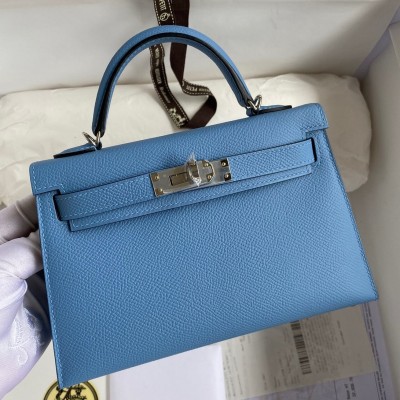 Hermes Kelly Mini II Sellier Handmade Bag In Blue Paradise Epsom Calfskin LDBS242510