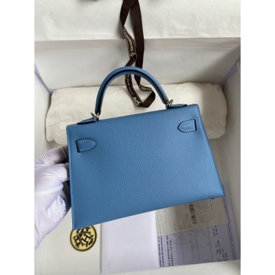 Hermes Kelly Mini II Sellier Handmade Bag In Blue Paradise Epsom Calfskin LDBS242510