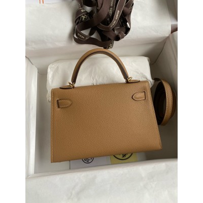 Hermes Kelly Mini II Sellier Handmade Bag In Chai Epsom Calfskin LDBS242514