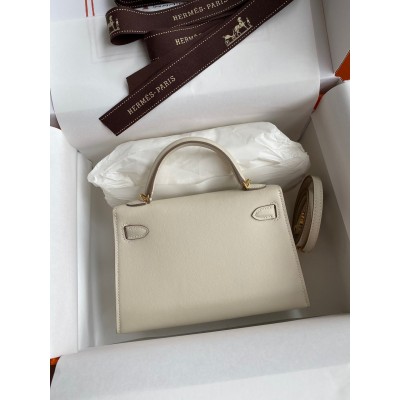 Hermes Kelly Mini II Sellier Handmade Bag In Craie Swift Calfskin LDBS242517