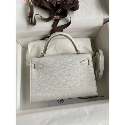 Hermes Kelly Mini II Sellier Handmade Bag In Gris Pale Epsom Calfskin LDBS242525