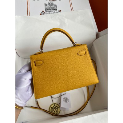 Hermes Kelly Mini II Sellier Handmade Bag In Jaune Ambre Epsom Calfskin LDBS242526