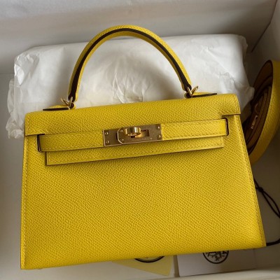 Hermes Kelly Mini II Sellier Handmade Bag In Jaune de Naples Epsom Calfskin LDBS242529