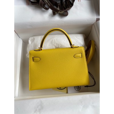 Hermes Kelly Mini II Sellier Handmade Bag In Jaune de Naples Epsom Calfskin LDBS242529