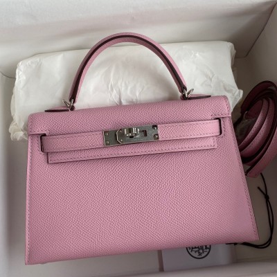 Hermes Kelly Mini II Sellier Handmade Bag In Mauve Sylvestre Epsom Calfskin LDBS242535