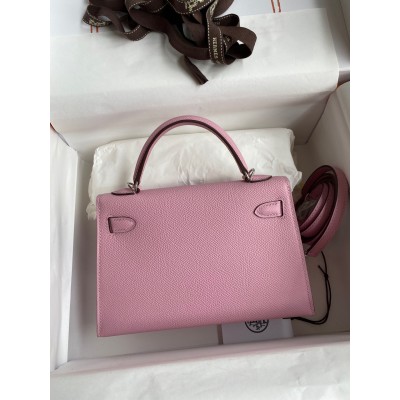 Hermes Kelly Mini II Sellier Handmade Bag In Mauve Sylvestre Epsom Calfskin LDBS242535