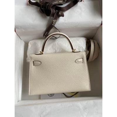 Hermes Kelly Mini II Sellier Handmade Bag In Nata Chevre Mysore Leather LDBS242537