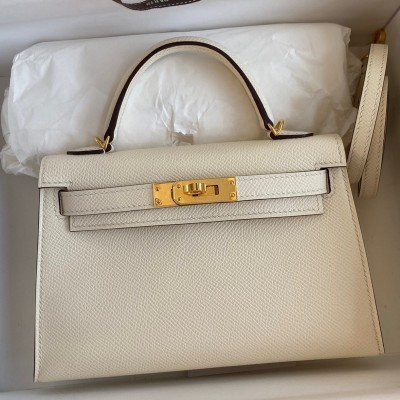 Hermes Kelly Mini II Sellier Handmade Bag In Nata Epsom Calfskin LDBS242538