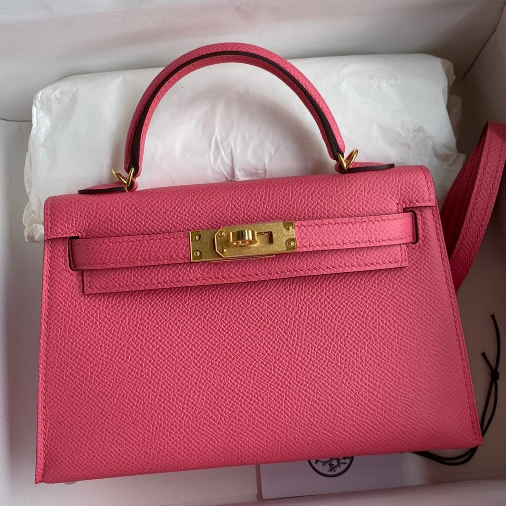 Hermes Kelly Mini II Sellier Handmade Bag In Rose Azalee Epsom Calfskin LDBS242544