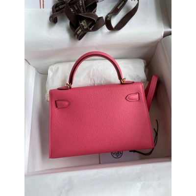 Hermes Kelly Mini II Sellier Handmade Bag In Rose Azalee Epsom Calfskin LDBS242544