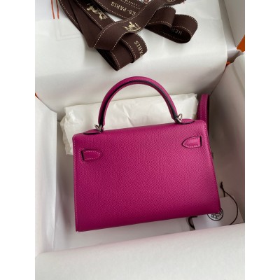 Hermes Kelly Mini II Sellier Handmade Bag In Rose Purple Epsom Calfskin LDBS242549