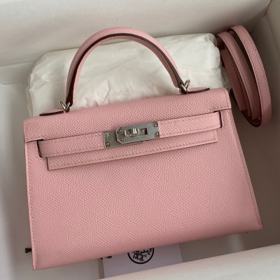 Hermes Kelly Mini II Sellier Handmade Bag In Rose Sakura Epsom Calfskin LDBS242553