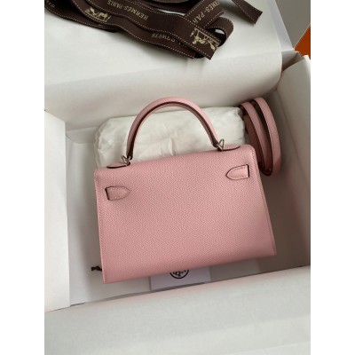 Hermes Kelly Mini II Sellier Handmade Bag In Rose Sakura Epsom Calfskin LDBS242553