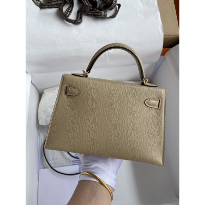 Hermes Kelly Mini II Sellier Handmade Bag In Trench Chevre Mysore Leather LDBS242555