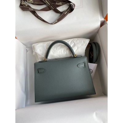 Hermes Kelly Mini II Sellier Handmade Bag In Vert Amande Epsom Calfskin LDBS242557