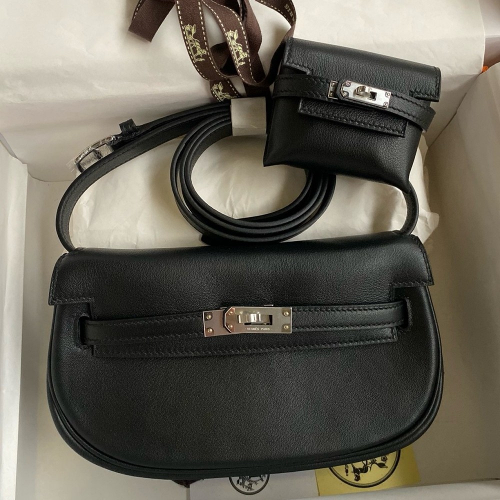 Hermes Kelly Moove Handmade Bag in Black Swift Calfskin LDBS242567