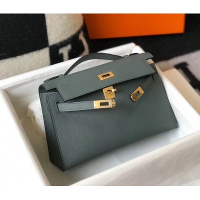 Hermes Kelly Pochette Bag In Vert Amande Epsom Leather LDBS242581