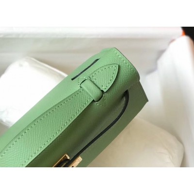 Hermes Kelly Pochette Bag In Vert Criquet Epsom Leather LDBS242582