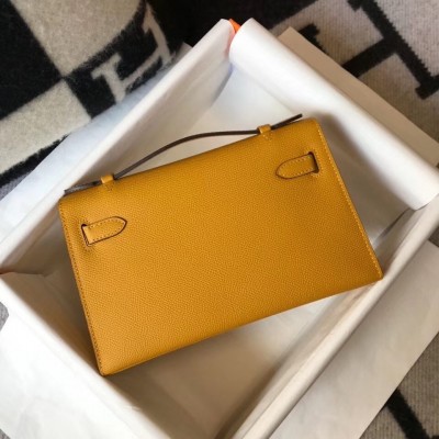 Hermes Kelly Pochette Bag In Yellow Epsom Leather LDBS242587