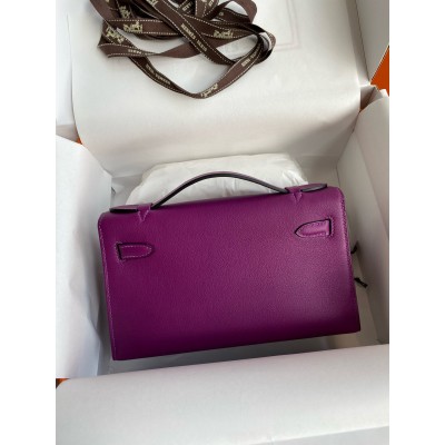 Hermes Kelly Pochette Handmade Bag In Anemone Swift Calfskin LDBS242588