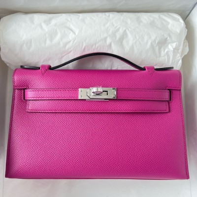 Hermes Kelly Pochette Handmade Bag In Rose Purple Epsom Calfskin LDBS242610