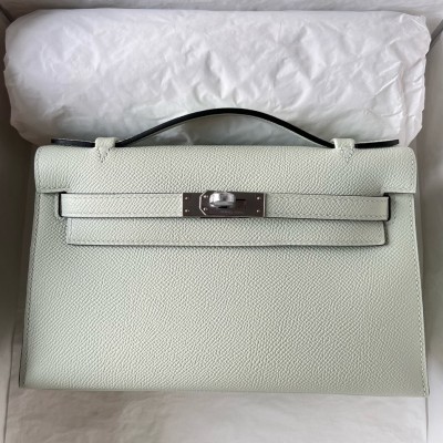 Hermes Kelly Pochette Handmade Bag In Vert Fizz Epsom Calfskin LDBS242618