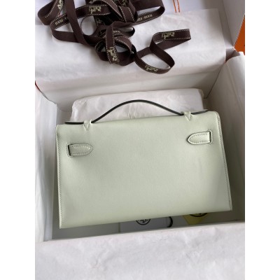 Hermes Kelly Pochette Handmade Bag In Vert Fizz Swift Calfskin LDBS242619