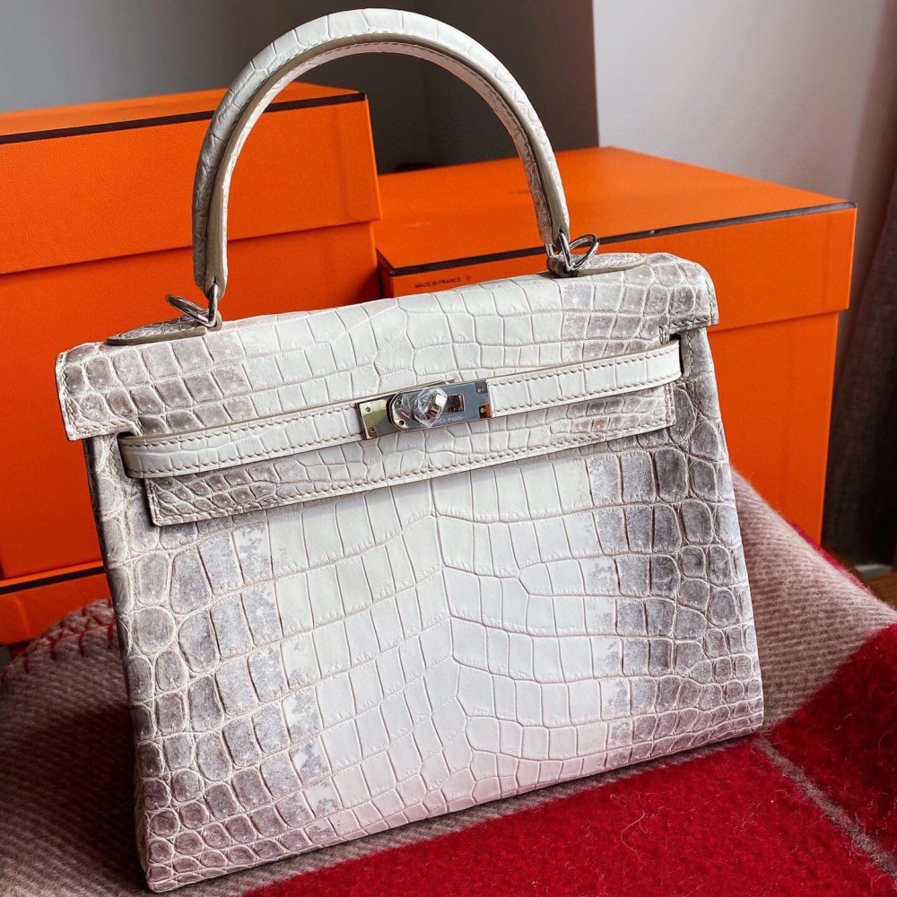 Hermes Kelly Retourne 25 Handmade Bag In Himalaya Crocodile Niloticus Skin LDBS242636