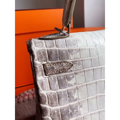 Hermes Kelly Retourne 25 Handmade Bag In Himalaya Crocodile Niloticus Skin LDBS242636