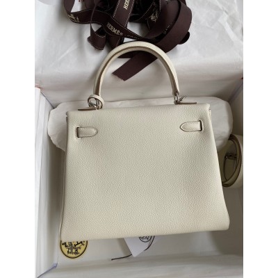 Hermes Kelly Retourne 25 Handmade Bag In Mushroom Clemence Leather LDBS242638