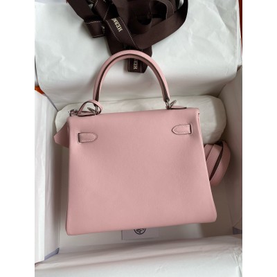 Hermes Kelly Retourne 25 Handmade Bag In Rose Sakura Swift Calfskin LDBS242643