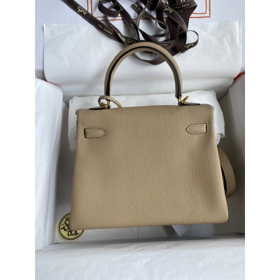 Hermes Kelly Retourne 25 Handmade Bag In Trench Clemence Leather LDBS242645