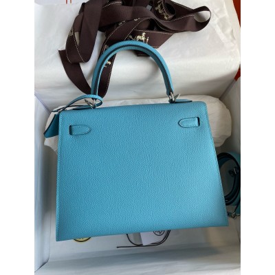 Hermes Kelly Sellier 25 Handmade Bag In Blue du Nord Epsom Calfskin LDBS242680